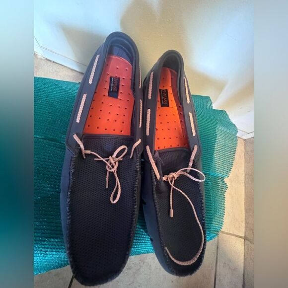 Swims poolside loafers Swim driver shoes textured boat flats sporty penny rubber - Picture 1 of 9